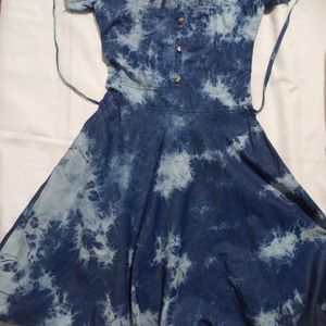 Tie Dye Denim Print Dress