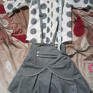white Black skirt Top