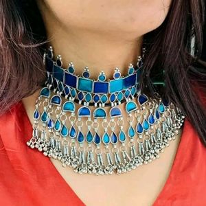 Top Running Meenakari Oxidised Necklace