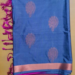 New Grey And Pink Soft Silk Saree