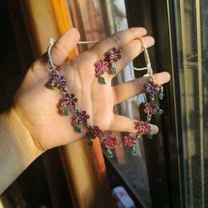 Intricate Set With Red Rubies And Emerald