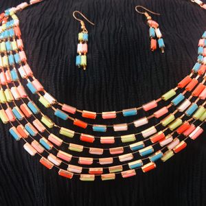 New Multi Layer Neck piece With Earrings