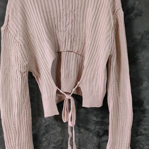 Women Oversized BACK TIE SWEATER