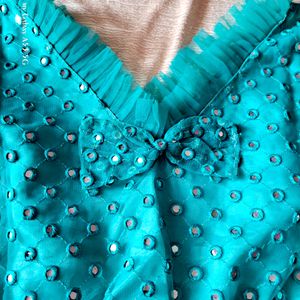 Full Flared Mirror Work Short Dress/kurti