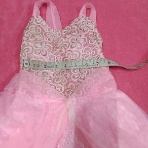 Baby Pink Party Wear Net Frock