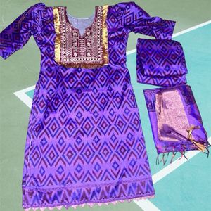 Dark Purple Silk Suit Pant & Dupatta