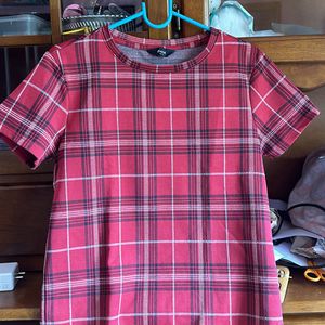 Red Checkered Tshirt Top