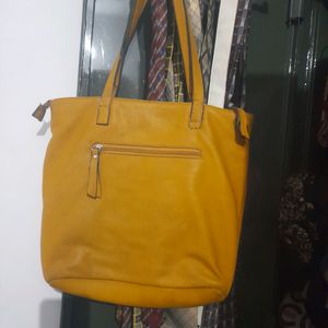 Lavie Original Leather Yellow Handbag