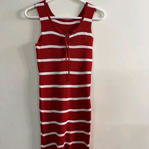 red& white striped bodycon dress