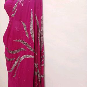 Zari Hand Embrowdari Saree