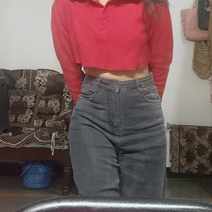 Red Color Crop Top