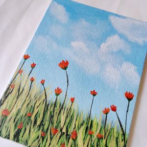 Flowers Acrylic Painting Canvas Board (HANDMADE)