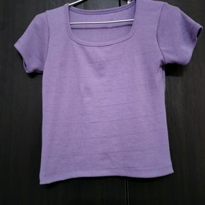 Square Neck Lavender Ribbed Top