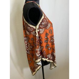 Zara Basics Copper Cream Paisley Print Scarf Top S