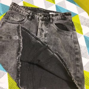 New Without Tag CharcoalGrey Mini Denim Skirt