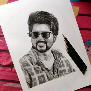 Thalapathy Vijay Pencil Portrait