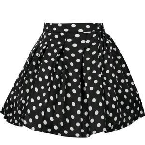 Korean Black Polka Dot Pleated Skirt