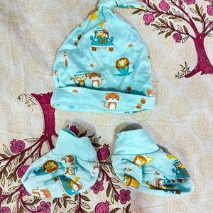 0-3 Baby Cap N Booties Safari Print