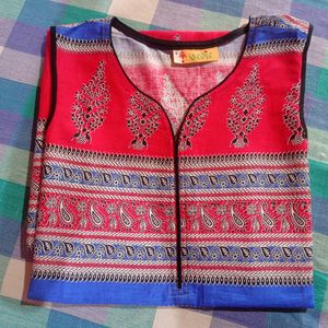 Red Printed Kurta Sleeveless