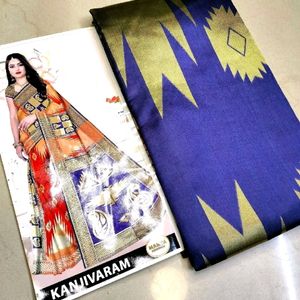 Brand New Fancy Kanjivaram Silk Saree With BP