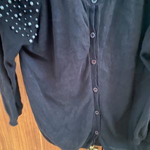 Pearl Studded Black Sweat Shirt