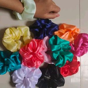 12 Pieces Of Pure Silk Scrunchies