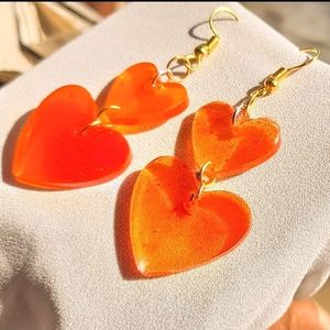 See-through Heart Earrings Red Translucent Opaque Silver Jewellery Women Girls Summer/winter/valentines / love / party/ Casual / School / College Wear Cute Elegant Anniversary Girlfriend Gift