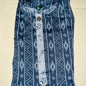 Denim Look Cotton Printed Kurti