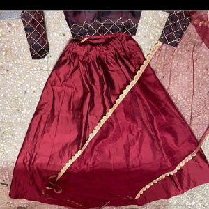 Black And Maroon Lehnga Free Flats