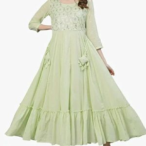 ISHIN Pista Green Anarkali size -S