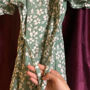 Green Floral Print Dress