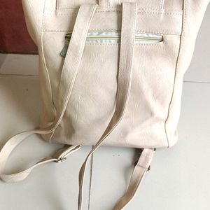 Cream Colour Fashionable Backpack For Women/Girls