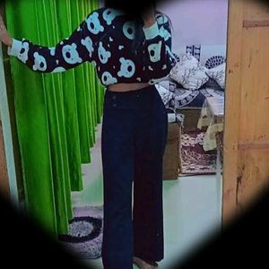 Black And Blueish Trouser For Women