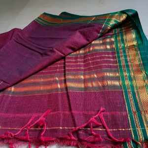 Pure Cotton Maroon Saree 😍