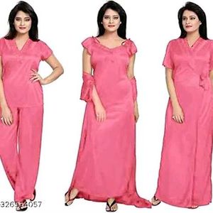 PREMIUM 4 PCS SET Satin Maxi night dress nigh