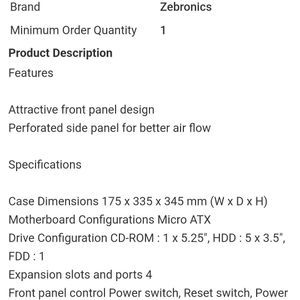 Zebronics Cpu Body Only