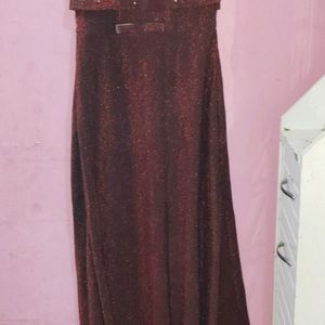 Women Shimmer Red Black Mix Gown