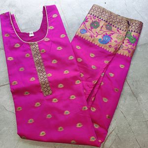 Banarasi Woven Printed Kurti (With Inside Sleeves)