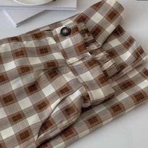 Straight Checked Trouser - Brown