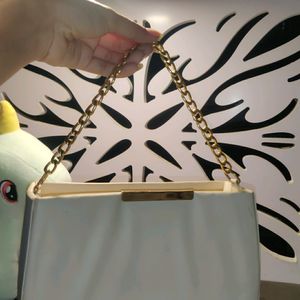 White And Beige Sling Bag