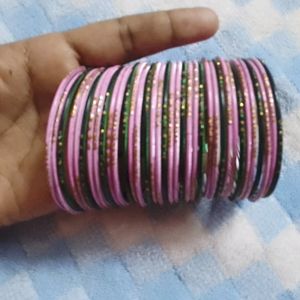 bottlegreen and pink bangles