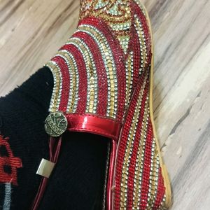 Red And Golden Diamond Sandal