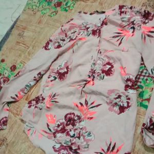 Flower Printed Top Designed As Shirt