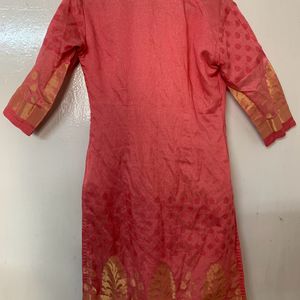 Pink Stitched Kurta