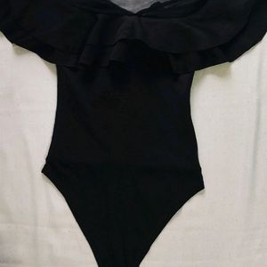 Beautiful Black Flared Bodysuit Top
