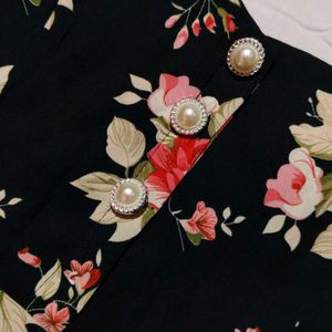 Black Spaghetti Straps Floral Dress