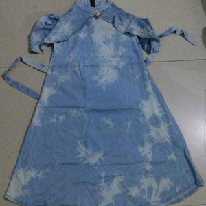 Denim Kurti Cut Shoulder Frock Type