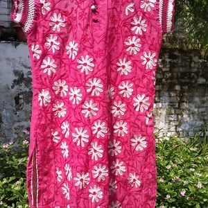 Chikan With Cotton Kurti