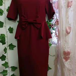 SHEIN maroon Peplum Dress