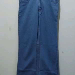 DFU light blue color denim high rise straight leg